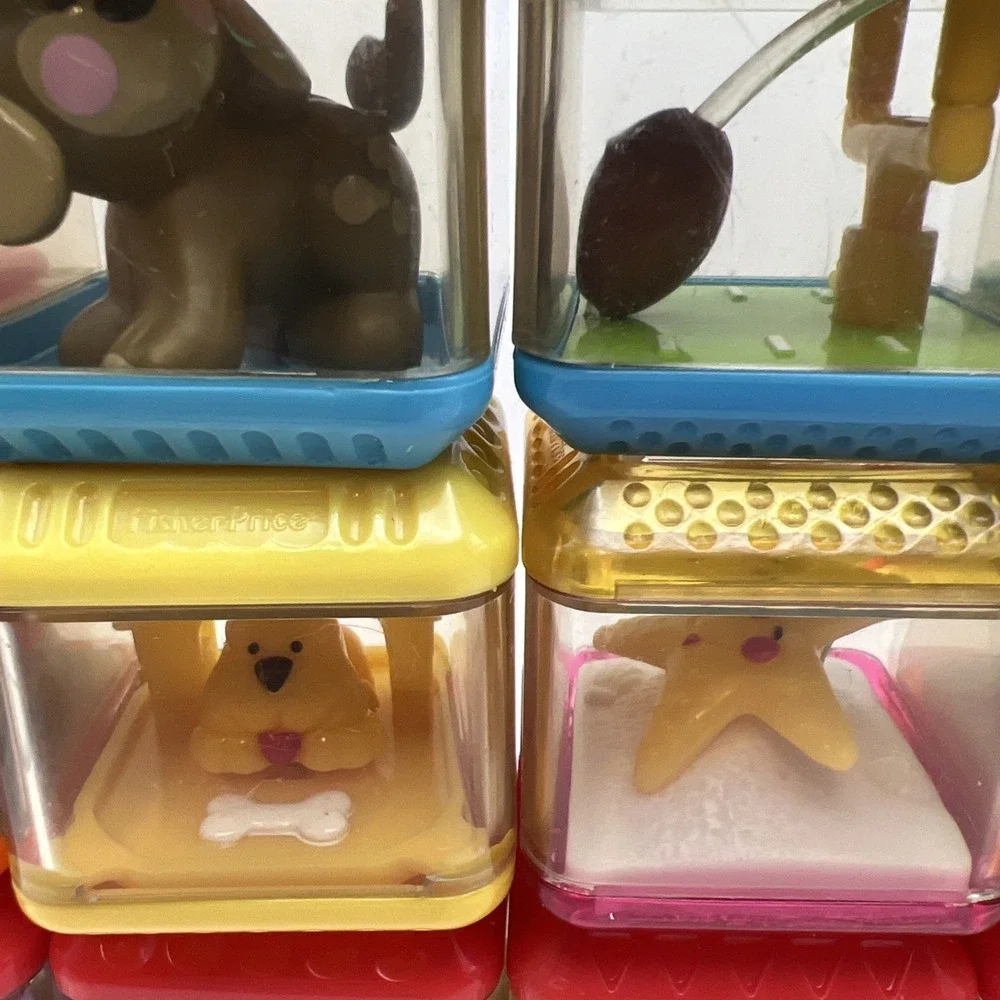 Lot of 18 Fisher Price Peek-A-Blocks Vintage Sensory Toy Stacking Animals Sports